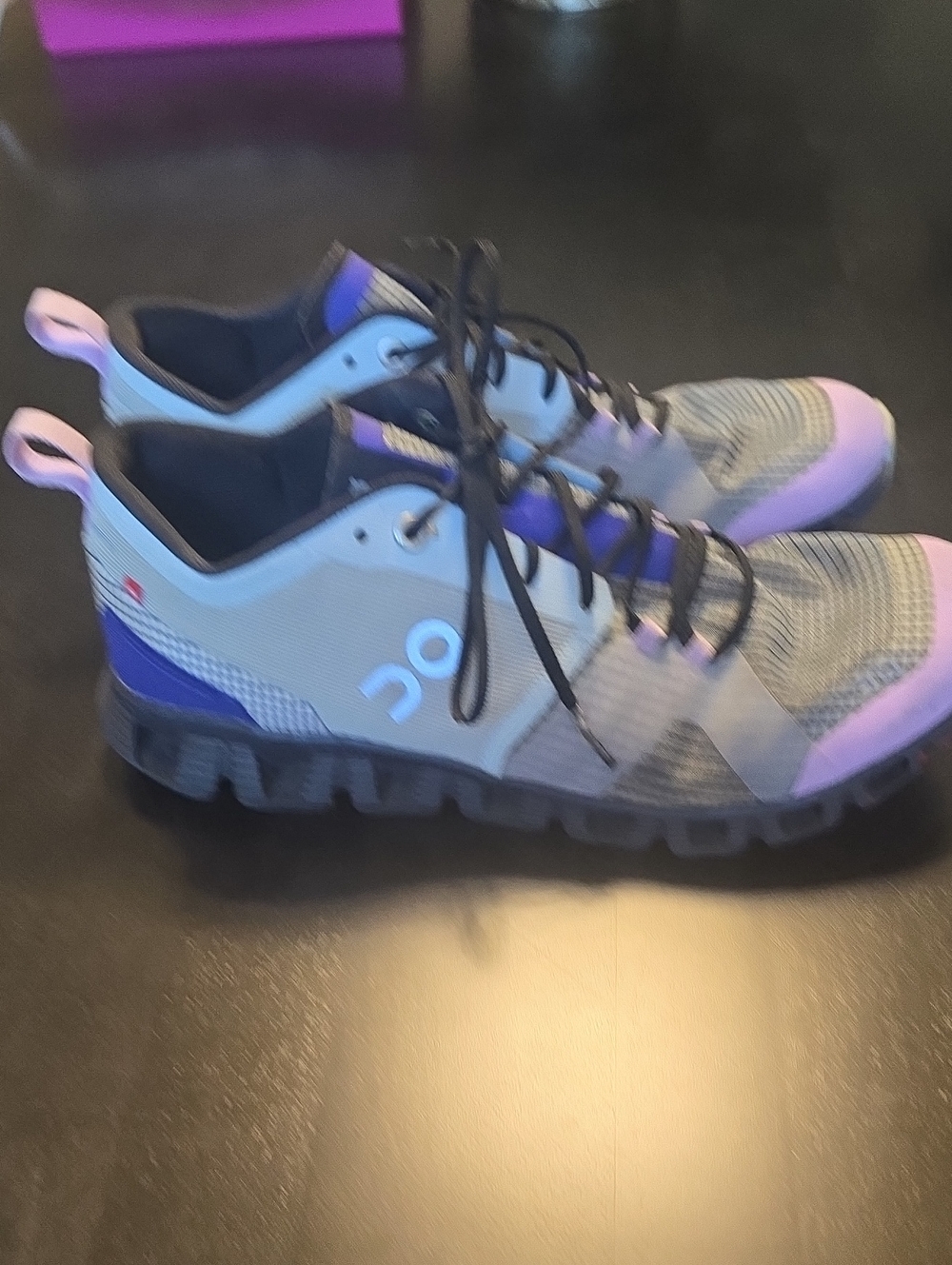 On Running Women's Grey Purple Pink Trail Sneakers